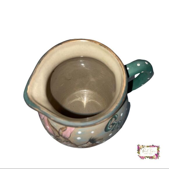 Vintage Signed Artist Hand Painted Ceramic Bunny Christmas Caroler’s Pitcher - Picture 13 of 15
